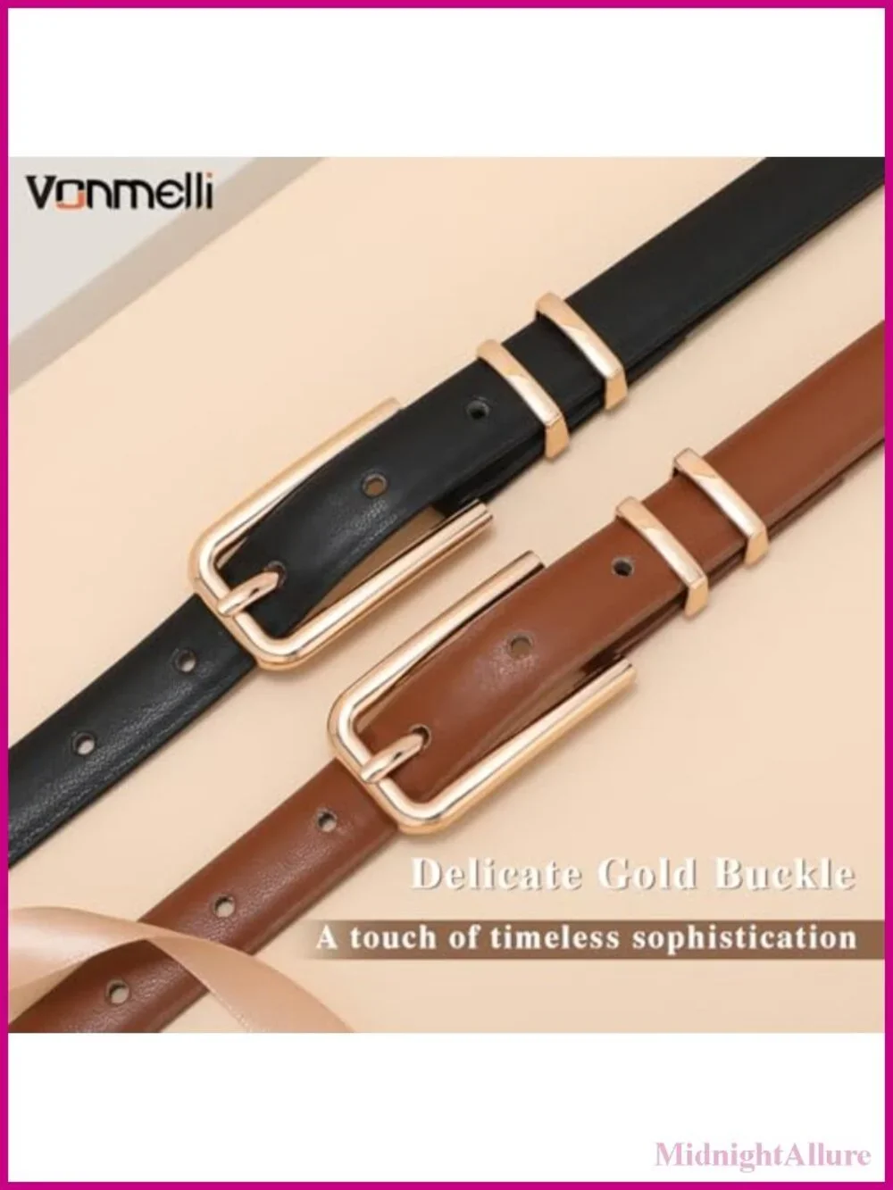Skinny Faux Leather Belt Thin Waist Belt with Gold Buckle